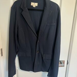 Navy Jacket with Brown Elbow Patches